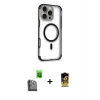 ieg™ iPhone 16 Pro Max Kılıf Eksen Klasik Koleksiyonu - Siyah Buffer Cam Ekran Koruyucu + Siyah Raze Metal Kamera Lens