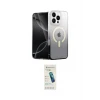 ieg™ iPhone 16 Pro Max Kılıf Eksen Minimal Özel Seri - Şeffaf Pasifik Cam Ekran Koruyucu