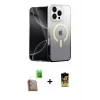 ieg™ iPhone 16 Pro Max Kılıf Eksen Minimal Özel Seri - Siyah Buffer Cam Ekran Koruyucu + Çöl Titanyum Raze Metal Kamera Lens