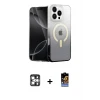ieg™ iPhone 16 Pro Max Kılıf Eksen Minimal Özel Seri - Siyah Buffer Hayalet Cam Ekran Koruyucu + PVD Metal Kamera Lens - GS