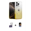ieg™ iPhone 16 Pro Max Kılıf Eksen Minimal Özel Seri - Siyah Buffer Hayalet Cam Ekran Koruyucu + Titanyum Gri Bilvis Titan Kamera Lens