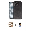 ieg™ iPhone 16 Pro Max Kılıf Kıvılcım Işık Serisi - Siyah Buffer Hayalet Cam Ekran Koruyucu + Pers Alüminyum Kamera Lens - CLTM