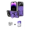 ieg™ iPhone 16 Pro Max Kılıf Kıvılcım Modern Serisi - Siyah Bilvis 5in1 3D Magic Cam Ekran Koruyucu + Pers Alüminyum Kamera Lens - GS