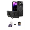 ieg™ iPhone 16 Pro Max Kılıf Kıvılcım Modern Serisi - Siyah Buffer Hayalet Cam Ekran Koruyucu + Bilvis Titan Kamera Lens - GS