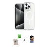 ieg™ iPhone 16 Pro Max Kılıf Nova Asil Prime - Siyah Buffer Hayalet Cam Ekran Koruyucu + Natural Grey Raze Metal Kamera Lens