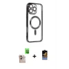 ieg™ iPhone 16 Pro Max Kılıf Nova Işık Özel Seri - Siyah Buffer Hayalet Cam Ekran Koruyucu + Natural Grey Raze Metal Kamera Lens