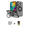 ieg™ iPhone 16 Pro Max Kılıf Nova Minimal Serisi - Siyah Buffer Cam Ekran Koruyucu + Pers Alüminyum Kamera Lens - GS