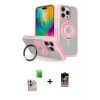 ieg™ iPhone 16 Pro Max Kılıf Nova Minimal Serisi - Siyah Buffer Hayalet Cam Ekran Koruyucu + Natural Grey Raze Metal Kamera Lens