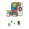 ieg™ iPhone 16 Pro Max Kılıf Nova Minimal Serisi - Siyah Buffer Hayalet Cam Ekran Koruyucu + Natural Grey Raze Metal Kamera Lens