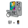 ieg™ iPhone 16 Pro Max Kılıf Nova Minimal Serisi - Siyah Buffer Hayalet Cam Ekran Koruyucu + Pers Alüminyum Kamera Lens - GI