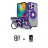 ieg™ iPhone 16 Pro Max Kılıf Nova Minimal Serisi - Siyah Buffer Hayalet Cam Ekran Koruyucu + Pers Alüminyum Kamera Lens - GI
