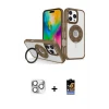 ieg™ iPhone 16 Pro Max Kılıf Nova Minimal Serisi - Siyah Buffer Hayalet Cam Ekran Koruyucu + Pers Alüminyum Kamera Lens - GS