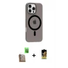 ieg™ iPhone 16 Pro Max Kılıf Pusula Form Özel Seri - Siyah Buffer Cam Ekran Koruyucu + Çöl Titanyum Raze Metal Kamera Lens