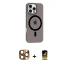 ieg™ iPhone 16 Pro Max Kılıf Pusula Form Özel Seri - Siyah Buffer Cam Ekran Koruyucu + Pers Alüminyum Kamera Lens - CLTM