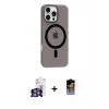 ieg™ iPhone 16 Pro Max Kılıf Pusula Form Özel Seri - Siyah Buffer Hayalet Cam Ekran Koruyucu + Bilvis Titan Kamera Lens - GS