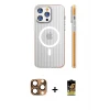 ieg™ iPhone 16 Pro Max Kılıf Pusula Minimal Koleksiyonu - Siyah Buffer Cam Ekran Koruyucu + Pers Alüminyum Kamera Lens - CLTM
