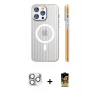 ieg™ iPhone 16 Pro Max Kılıf Pusula Minimal Koleksiyonu - Siyah Buffer Cam Ekran Koruyucu + Pers Alüminyum Kamera Lens - GS