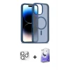 ieg™ iPhone 16 Pro Max Kılıf Siluet Minimal Prime - Siyah Bilvis 5in1 5D Magic Hayalet Cam Ekran Koruyucu + Pers Alüminyum Kamera Lens - GS