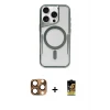 ieg™ iPhone 16 Pro Max Kılıf Yadigar Klasik Özel Seri - Siyah Buffer Cam Ekran Koruyucu + Pers Alüminyum Kamera Lens - CLTM