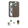ieg™ iPhone 16 Pro Max Kılıf Yankı Form Serisi - Siyah Buffer Cam Ekran Koruyucu + Natural Grey Raze Metal Kamera Lens