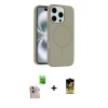 ieg™ iPhone 16 Pro Max Kılıf Yankı Form Serisi - Siyah Buffer Cam Ekran Koruyucu + Natural Grey Raze Metal Kamera Lens