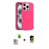 ieg™ iPhone 16 Pro Max Kılıf Yankı Form Serisi - Siyah Buffer Cam Ekran Koruyucu + Natural Grey Raze Metal Kamera Lens