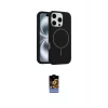 ieg™ iPhone 16 Pro Max Kılıf Yankı Form Serisi - Siyah Buffer Hayalet Cam Ekran Koruyucu
