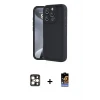 ieg™ iPhone 16 Pro Max Kılıf Yankı Yansıma Özel Seri - Siyah Buffer Hayalet Cam Ekran Koruyucu + PVD Metal Kamera Lens - GD