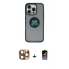 ieg™ iPhone 16 Pro Max Kılıf Yörünge Çizgi - Siyah Buffer Hayalet Cam Ekran Koruyucu + Pers Alüminyum Kamera Lens - CLTM