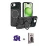 ieg™ iPhone 16E Kılıf Kıvılcım Modern Serisi - Siyah Bilvis Hayalet Cam Ekran Koruyucu + Bilvis Titan Kamera Lens - SH