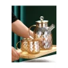 ieg™ Kabartmalı Bambu Kapaklı Borosilikat Cam Demlik 1500ml -CM-2005
