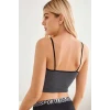 ieg™ Kadın Anstrasit Gri İp Askılı Crop Top Bluz