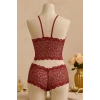 ieg™ Kadın Bordo Dantel Bralet Şort Takımı – Asil ve Sofistike İç Giyim