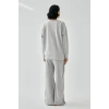 ieg ™ Kadın Gri Yengeç Burcu Oversize 2 İplik Eşofman Ev Giyim Takımı