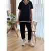 ieg™ Kadın Kısa Kollu V Yakalı Iki Iplik Bluz Ve Pantolon Ikili Takım