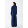ieg ™ Kadın Lacivert Düğmeli Yaka Detaylı Pamuklu Pijama Takımı