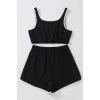 ieg™ Kadın Siyah Askılı Crop Top ve Şortlu Gecelik Takım