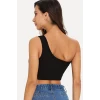 ieg™ Kadın Siyah Tek Omuz Crop Büstiyer