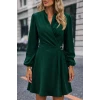 ieg™ Kadın Uzun Kollu Hakim V Yakalı Yandan Toka Detaylı Ithal Mini Krep Elbise