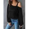 ieg™ Kadın Uzun Kollu Tek Omuz Askı Detay Salaş Viskon Iki Iplik Bluz