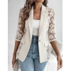 ieg™ Kadın Uzun Kollu Truvakar Kol önden Düğmeli Cepli Dantelli Atlas Ceket