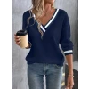 ieg™ Kadın Uzun Kollu V Yakalı Waffle Bluz