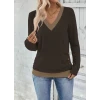 ieg™ Kadın Uzun Kollu V Yakalı Yandan Düğmeli Yün Viskon Bluz