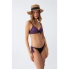 ieg ™ Kadın Yandan Bağlamalı Yarım Destekli Fiyonklu Alt Üst Bikini Takım Mor
