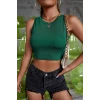 ieg™ Kadın Yeşil Kare Yaka Crop Top Bluz