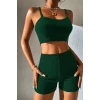 ieg™ Kadın Yeşil Şortlu Kaşkorse Gecelik Takım