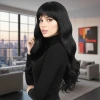 ieg™ Kahküllü Uzun Dalgalı Fiber Sentetik Peruk - Siyah