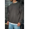 ieg™ Kışlık Bisiklet Yaka Üç İplik Basic SweatShirt - Antrasit