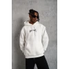 ieg™      Kordon İpli Baskılı Kapüşonlu Sweatshirt - Beyaz -