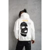 ieg™      Kordonlu Maske Baskılı Kapüşonlu Sweat - Beyaz -